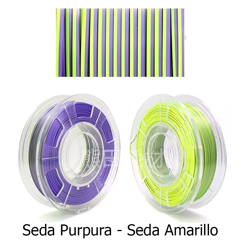 fil3dval bobina pla color mágico bicolor seda purpura - seda amarillo