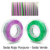 fil3dval bobina pla color mágico bicolor seda rojo purpura - seda verde