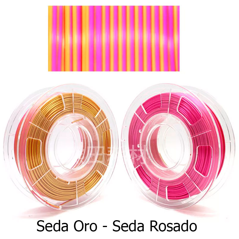 fil3dval bobina pla color mágico bicolor seda oro - seda rosado