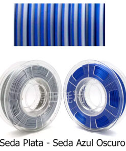 fil3dval bobina pla color mágico bicolor seda plata - seda azul oscuro