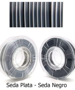 fil3dval bobina pla color mágico bicolor seda plata - seda negro