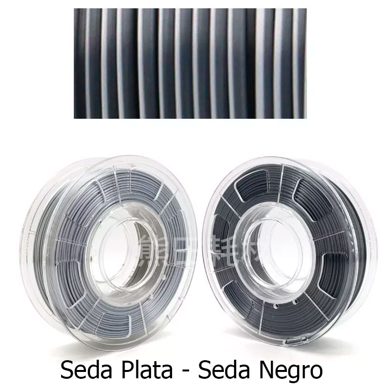 fil3dval bobina pla color mágico bicolor seda plata - seda negro