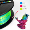 fil3dval bobina pla color mágico tricolor seda azul-fucsia-amarillo