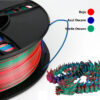 fil3dval bobina pla color mágico tricolor seda rojo-azul oscuro-verde oscuro
