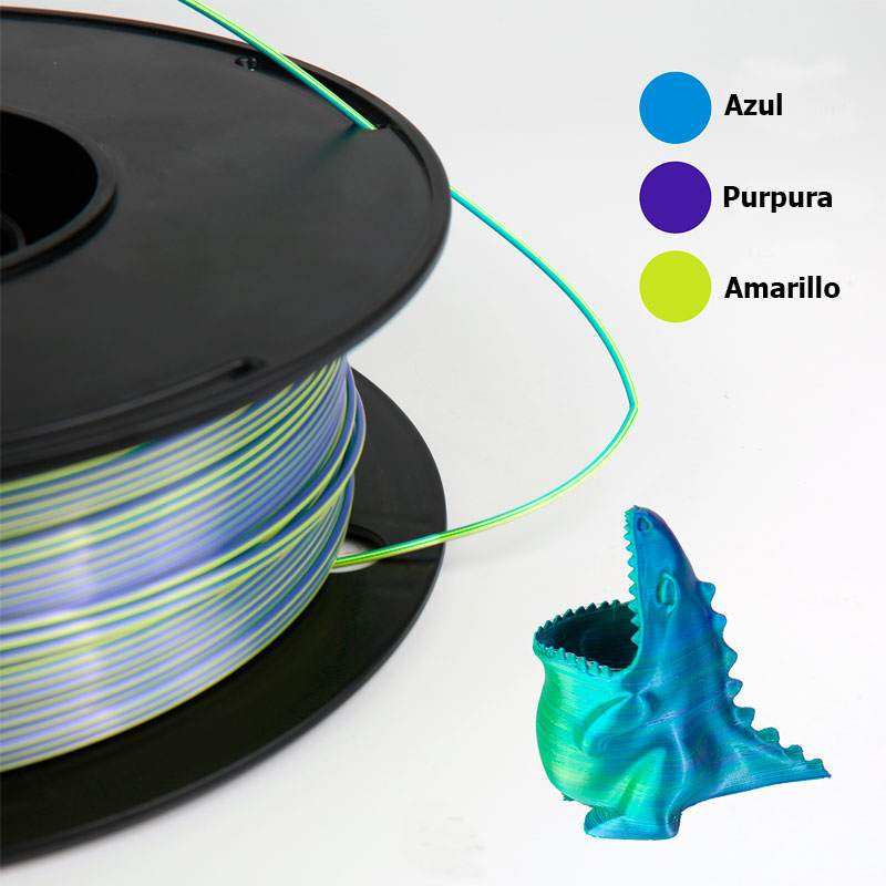 fil3dval bobina pla color mágico tricolor seda azul-purpura-amarillo