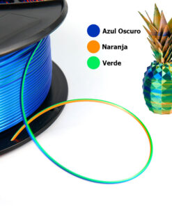 fil3dval bobina pla color mágico tricolor seda azul oscuro-naranja-verde