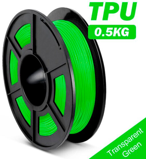 filamento TPU FLEXIBLE Verde transparente de 1.75mm fabricado por Sunlu