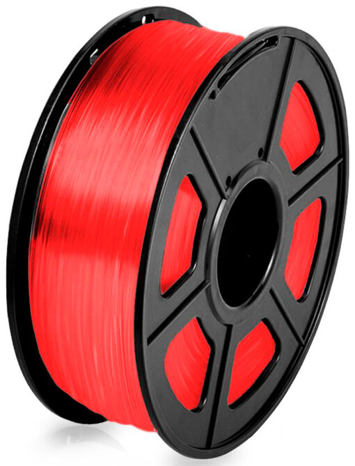 filamento PLA Rojo transparente de 1.75mm fabricado por Sunlu