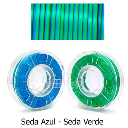 fil3dval bobina pla color mágico bicolor seda azul - seda verde