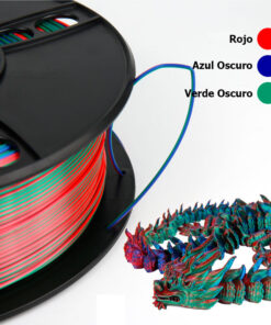 fil3dval bobina pla color mágico tricolor seda rojo-azul oscuro-verde oscuro