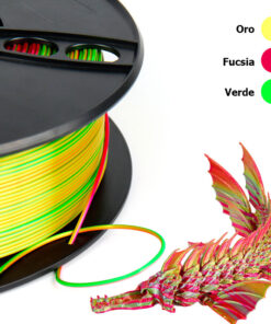 fil3dval bobina pla color mágico tricolor seda oro-fucsia-verde